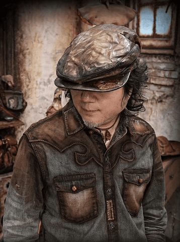 Men's Leather Beret Hat, Horsehide