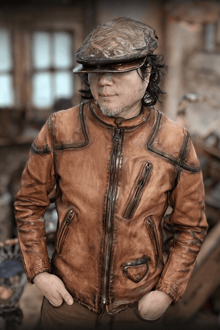 Men's Leather Beret Hat, Horsehide