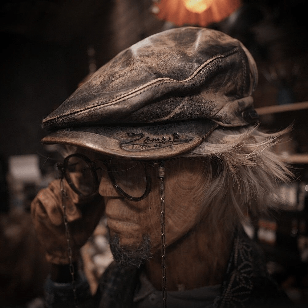 Men's Leather Beret Hat, Horsehide