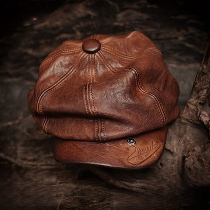 Unisex Leather Newsboy Cap