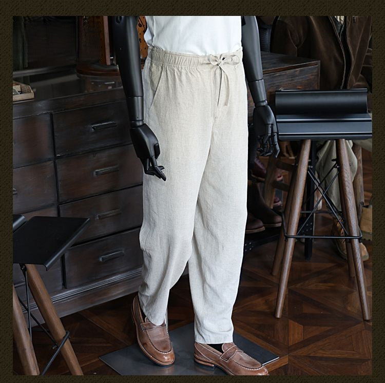 Pantalon en lin blanc pour homme