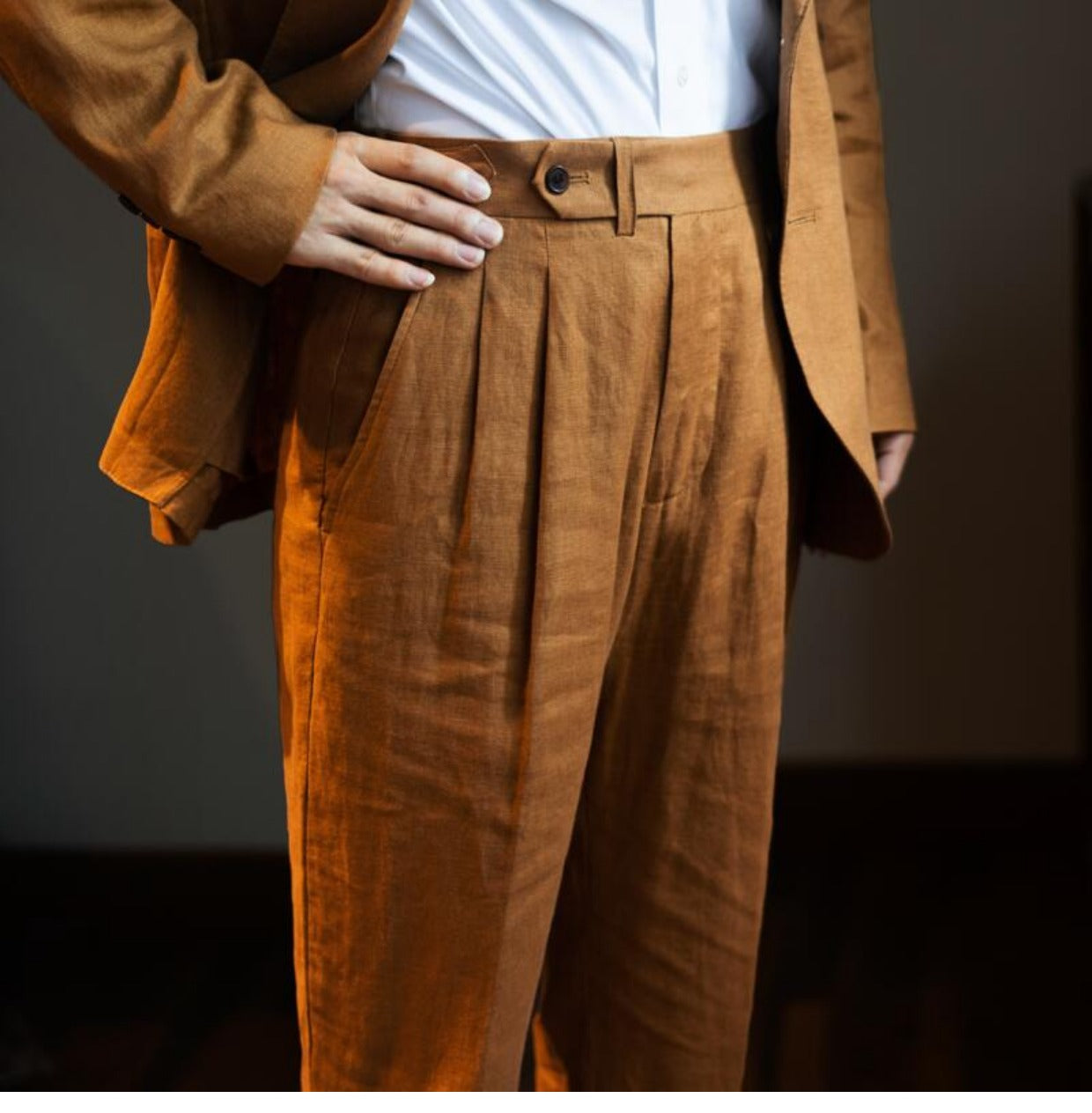 Men's Linen Suit Pants XXL / Light Brown Men's Linen Suit Pants XXL / Light Brown