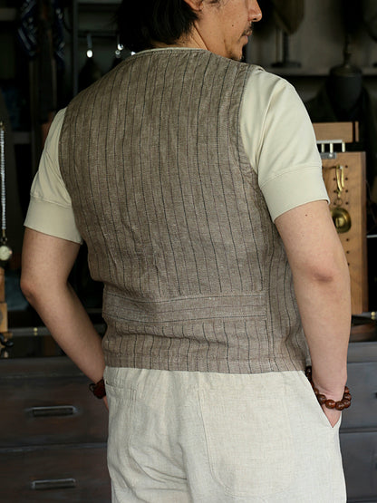 Gilet en lin rayé pour homme