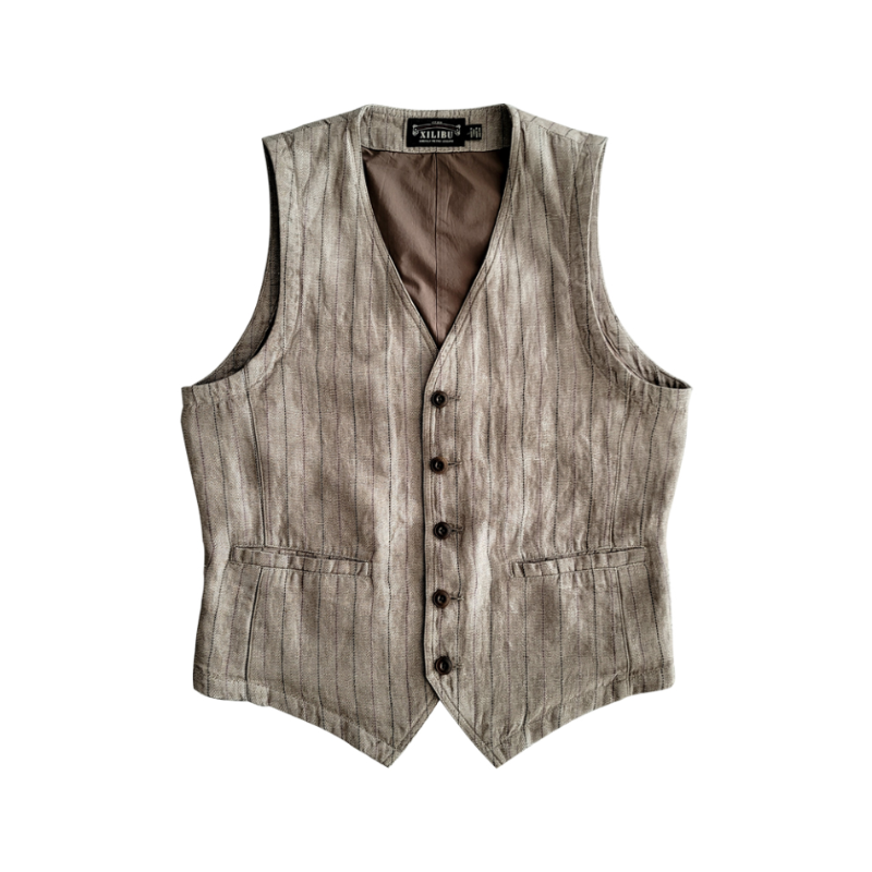 Gilet en lin rayé pour homme