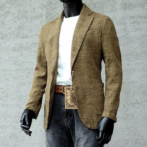メンズ コットン リネン ブレンド スーツ ジャケット