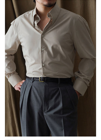 Pointed Collar Long Sleeve Shirt