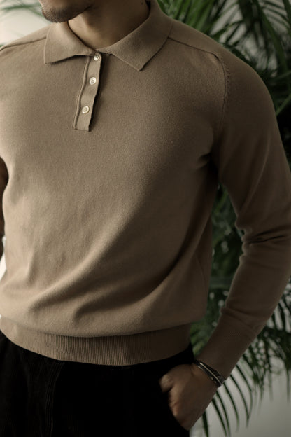 Polo tricoté à manches longues pour homme