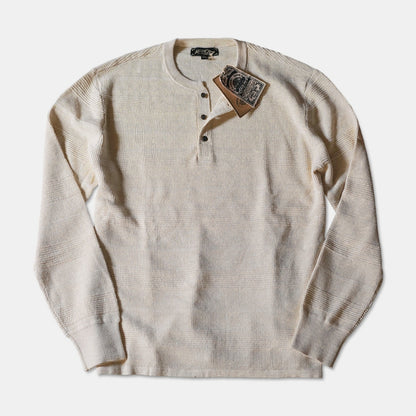 Long Sleeves Jacquard Henley Shirt Beige