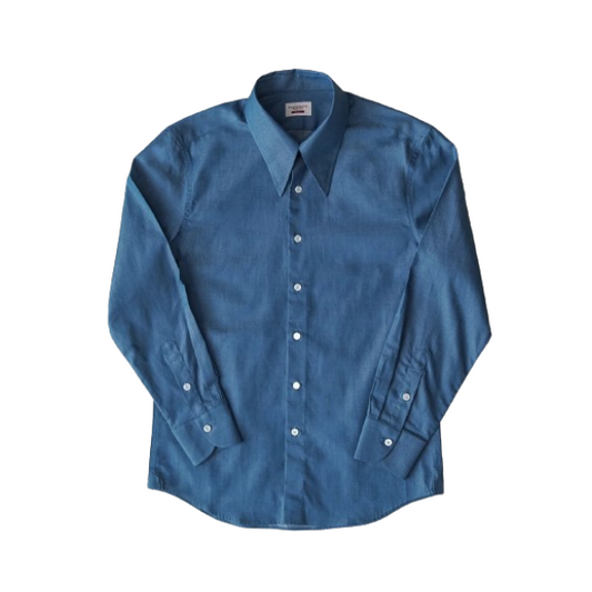 Men's Long Sleeves Spear Collar Shirt Blue