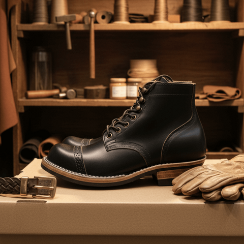 Men's Lumberjack Boots, Waxed Flesh Leather