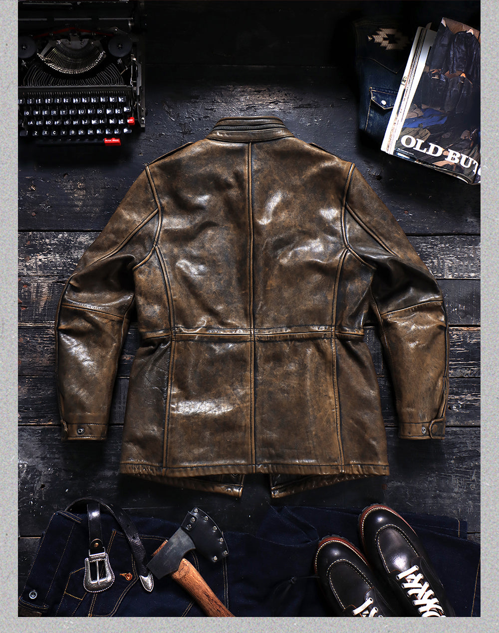 Distressed M65 Field Leather Jacket