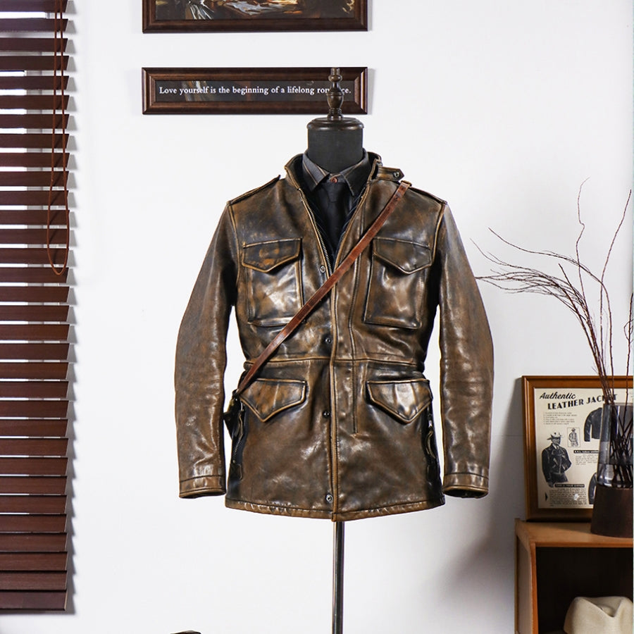 Distressed M65 Field Leather Jacket