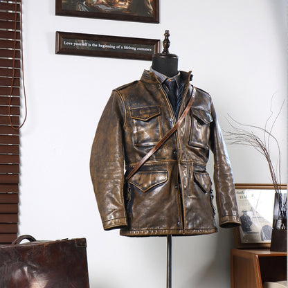 Distressed M65 Field Leather Jacket