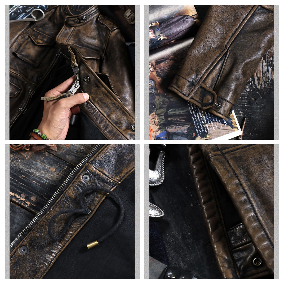 Distressed M65 Field Leather Jacket