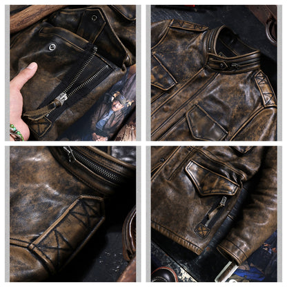 Distressed M65 Field Leather Jacket