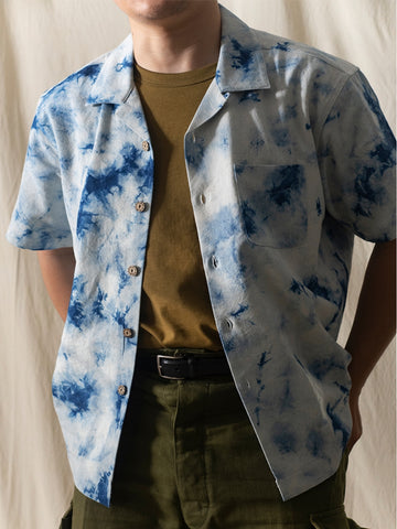 Marble Pattern Tie-dyed Aloha Shirt
