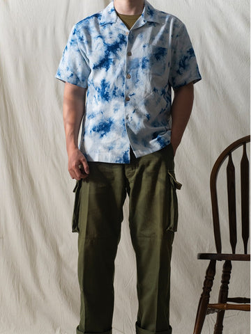 Marble Pattern Tie-dyed Aloha Shirt