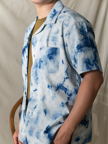 Marble Pattern Tie-dyed Aloha Shirt
