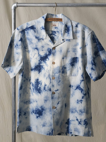 Marble Pattern Tie-dyed Aloha Shirt