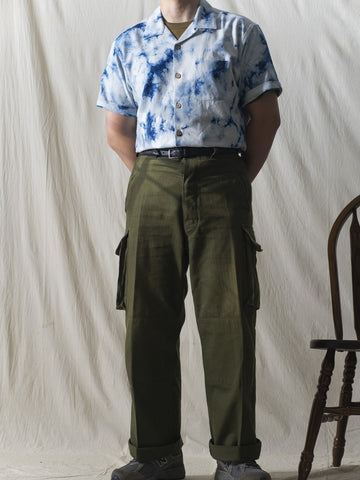 Marble Pattern Tie-dyed Aloha Shirt