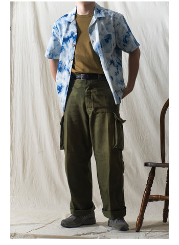 Marble Pattern Tie-dyed Aloha Shirt