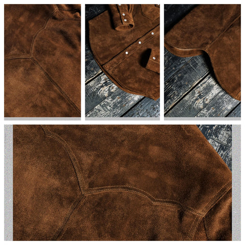 Men's Brown Cow Suede Western Shirt
