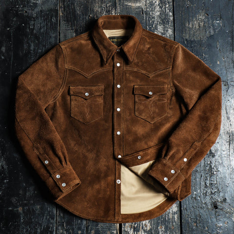 Men's Brown Cow Suede Western Shirt