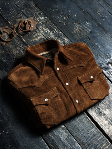 Men's Brown Cow Suede Western Shirt