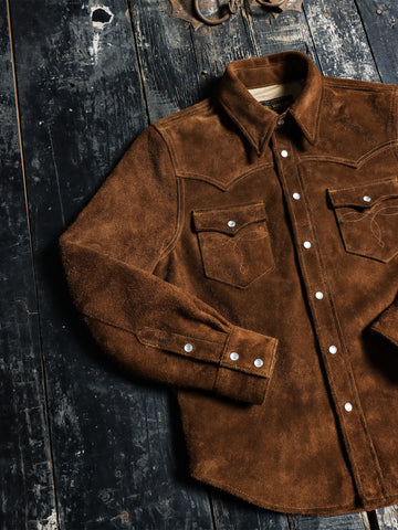 Men's Brown Cow Suede Western Shirt