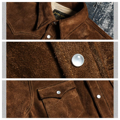 Men's Brown Cow Suede Western Shirt