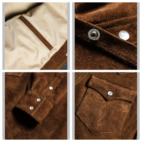 Men's Brown Cow Suede Western Shirt