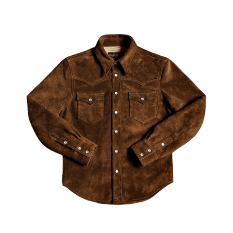 Men's Brown Cow Suede Western Shirt