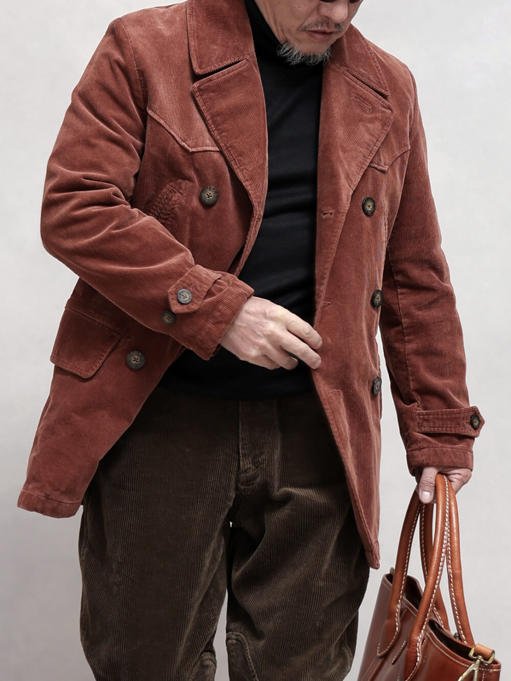 Men's Corduroy Pea Coat, Terracotta