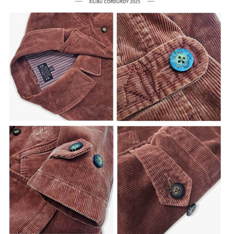 Men's Corduroy Pea Coat, Terracotta