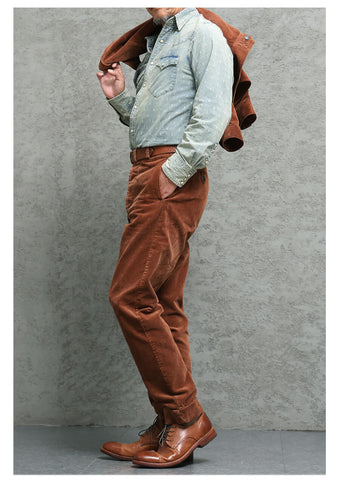 Men's Corduroy Straight Pants, Terracotta