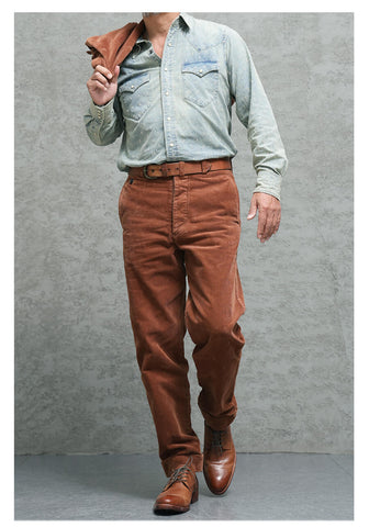 Men's Corduroy Straight Pants, Terracotta