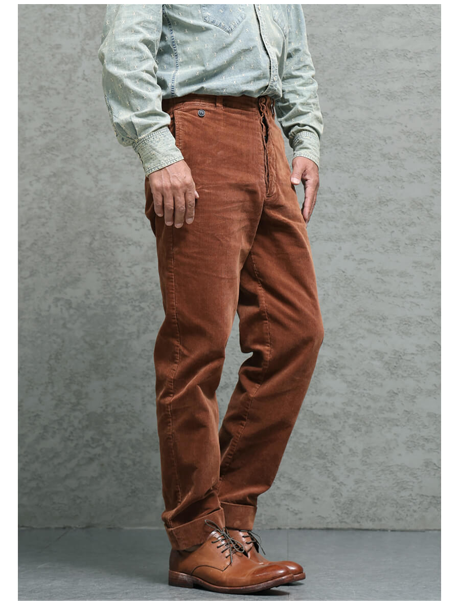 Men's Corduroy Straight Pants, Terracotta
