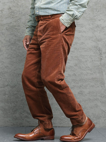 Men's Corduroy Straight Pants, Terracotta