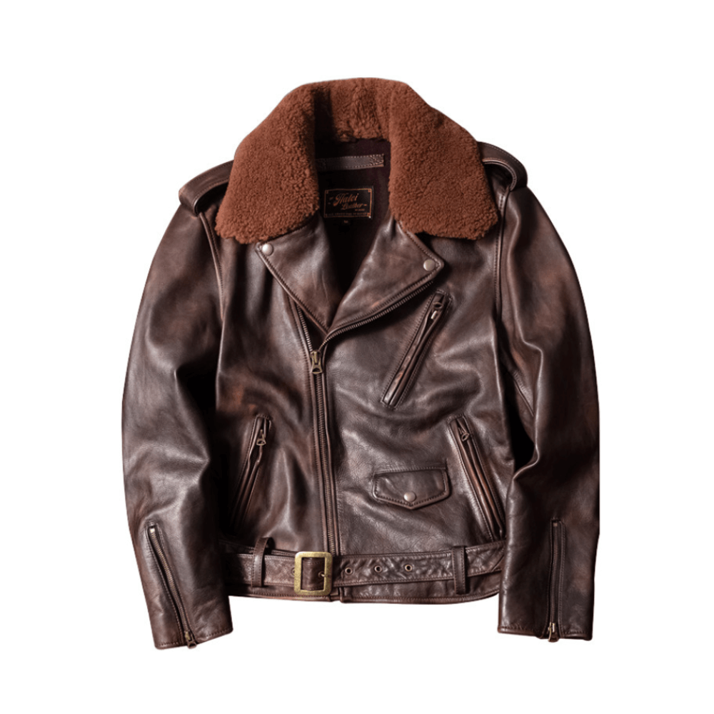 Men's Distressed Double Rider Leather Jacket – Crush on Retro