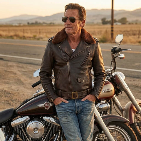 Men's Distressed Double Rider Leather Jacket