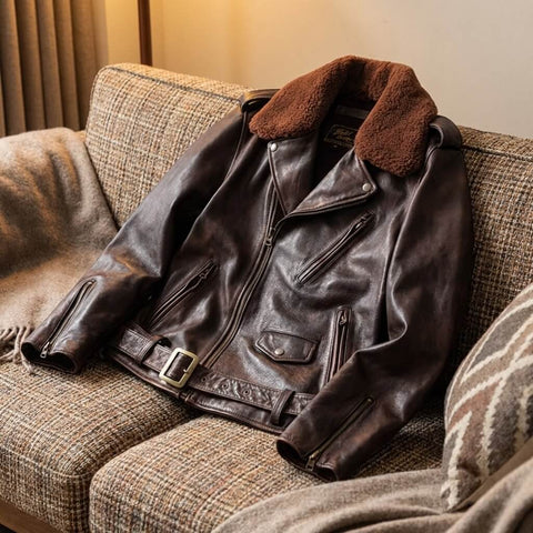 Men's Distressed Double Rider Leather Jacket