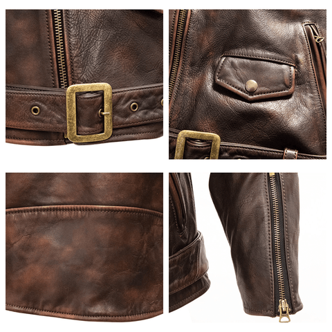 Men's Distressed Double Rider Leather Jacket