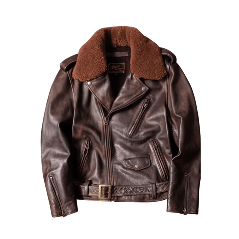 Men's Distressed Double Rider Leather Jacket
