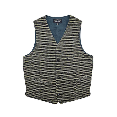 Men's Jacquard V-Neck Vest – Beige