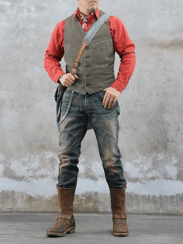 Men's Jacquard V-Neck Vest – Beige