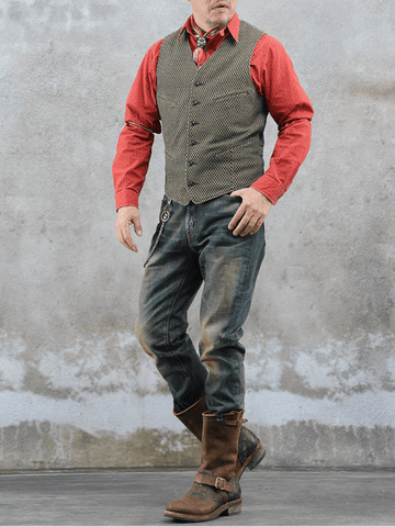 Men's Jacquard V-Neck Vest – Beige