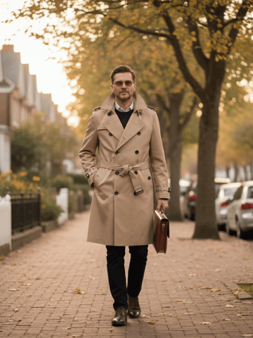 Men's Knee-Length Trench Coat, Classic Fit