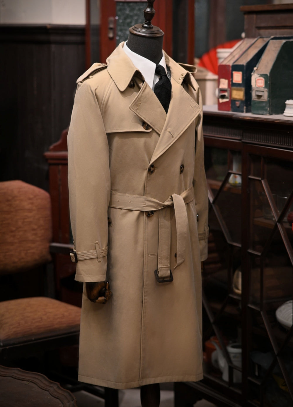 Men's Long Trench Coat Khaki / XXL