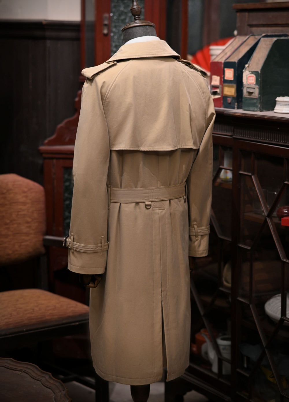 Men's Long Trench Coat Dark Khkai / 6XL