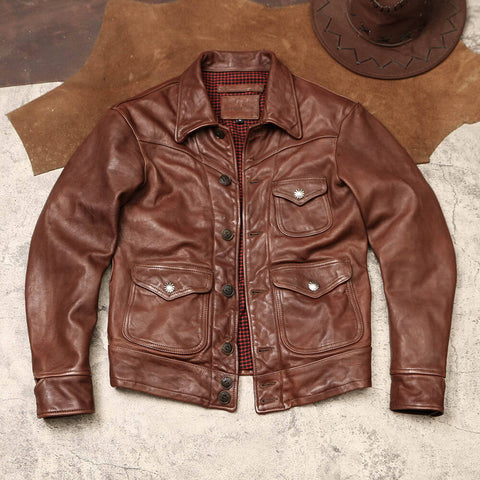 Men's Ranch Leather Jacket, Distressed Sheepskin